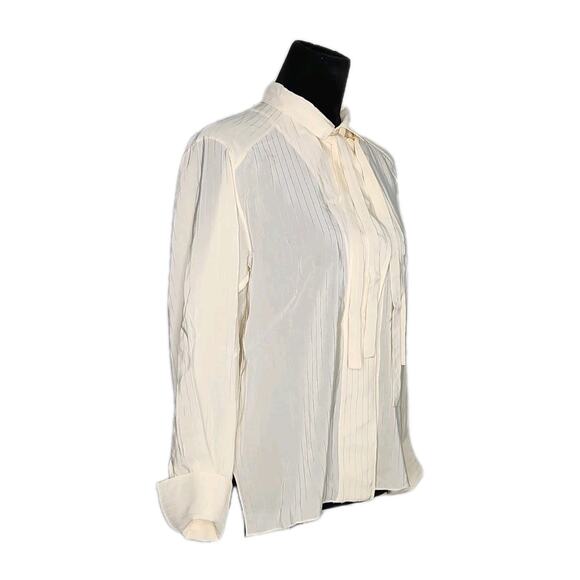 Chloe Ivory Silk Neck Tie Long Sleeve Collar Blouse Women's Size 34 Vanilla Ice - Picture 5 of 14